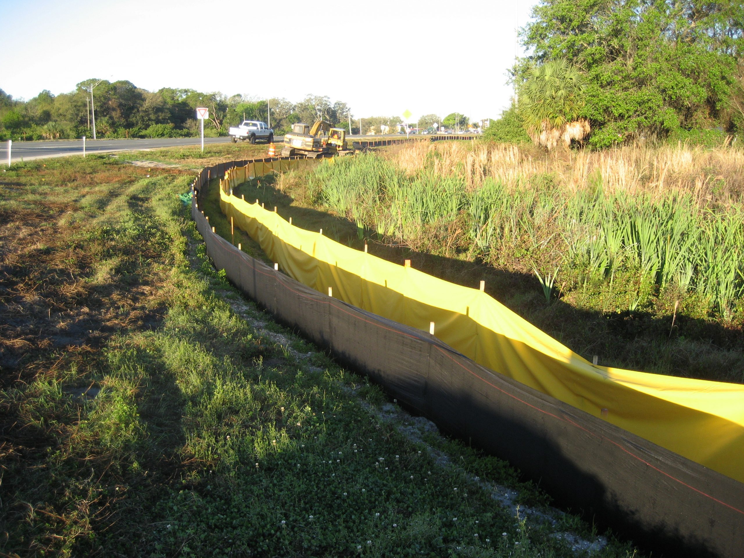 Aer-Flo Staked Barrier Installed with traditional silt fence